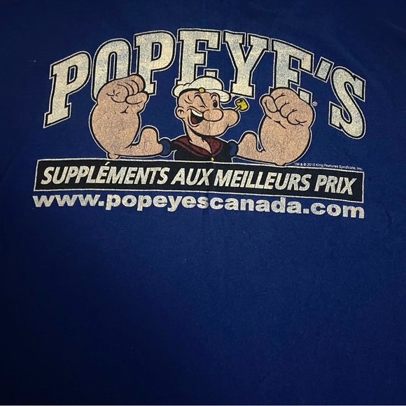 Popeye Gun Show Mens T Shirt Blue Size XL Lightweight Large Graphic Bold Design - Picture 7 of 7